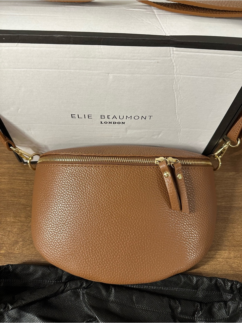 Tan Pebbled Leather Crossbody Bag